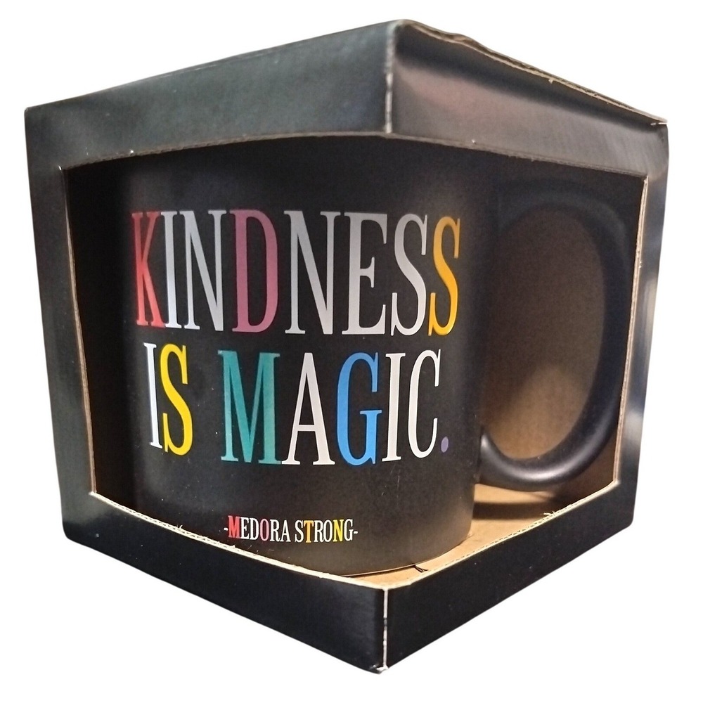 Medora‎ Strong Kindness Is Magic Matte Black Ceramic Coffee Mug New In Box Gift